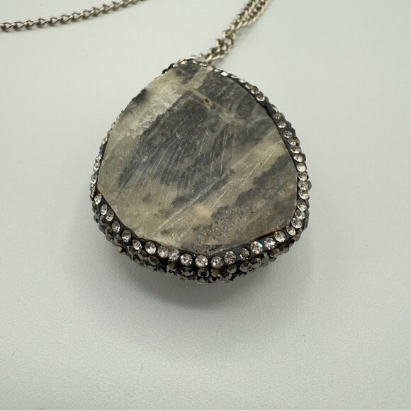 Natural White Druzy Quartz Pendant Necklace - Picture 9 of 16